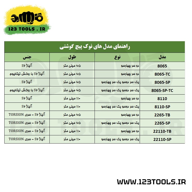 ست 10 عددی نوک پیچ گوشتی لایت ژاپن (دو طرف چهارسو) مدل 8065